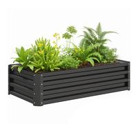 Outsunny Jardinera Elevada Rectangular de Acero Galvanizado 120x60x30,5 cm Gris