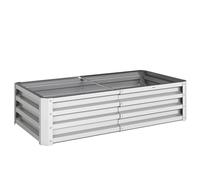 Outsunny Jardinera Elevada Rectangular de Acero Galvanizado para Cultivar Plantas Flores Hierba 120x60x30,5 cm Plata Aosom España