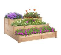 Outsunny Jardinera Exterior de Madera 3 Niveles 120x120x56 cm Natural