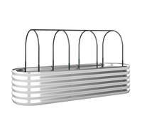 Outsunny jardinera exterior grande con cubierta de invernadero y malla, huerto urbano de acero galvanizado con fondo abierto, resistente a la intemperie, para patio, terraza, 200x60x103 cm, plateado
