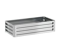 Outsunny jardinera exterior grande de acero galvanizado, huerto urbano elevado para cultivar plantas, flores, hierba, macetero exterior rectangular con fondo abierto, 120x60x30,5 cm, plata