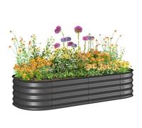 Outsunny jardinera exterior grande de acero galvanizado, huerto urbano para cultivar plantas, macetero exterior con bordes de seguridad, fácil montaje, resistente a la intemperie, 150x62x30 cm, gris 3