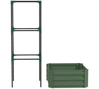 Outsunny Jardinera Exterior Grande Macetero con Enrejado para Plantas Trepadoras con Fondo Abierto 61x61x140 cm Verde Aosom España