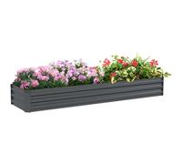 Outsunny Jardinera Exterior Grande Rectangular de Acero Galvanizado 240x60x30 cm