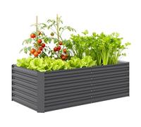 Outsunny Jardinera Exterior Grande Rectangular de Acero Galvanizado, Huerto Urbano para Cultivar Plantas, Macetero Grande Exterior con Base Abierta, Resistente a la Intemperie, 180x90x57,5 cm, Gris