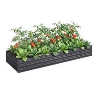 Outsunny Jardinera Exterior Grande Rectangular de Acero Galvanizado, Huerto Urbano para Cultivar Plantas, Macetero Grande Exterior con Base Abierta, Resistente a la Intemperie, 241x90,5x30 cm, Gris