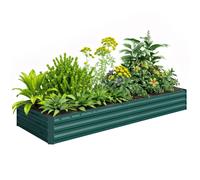 Outsunny Jardinera Exterior Grande Rectangular de Acero Galvanizado, Huerto Urbano para Cultivar Plantas, Macetero Grande Exterior con Base Abierta, Resistente a la Intemperie, 241x90,5x30 cm, Verde G