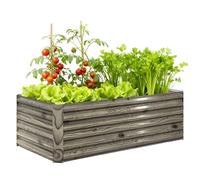 Outsunny Jardinera Exterior Grande Rectangular de Acero Galvanizado, Huerto Urbano para Cultivar Plantas, Macetero Grande Exterior con Base Abierta, Resistente a la Intemperie, 180x90x57,5 cm, Natural