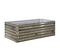 Outsunny Jardinera Exterior Grande Rectangular de Acero Galvanizado para Terraza con Base Abierta 180x90x57,5 cm Natural