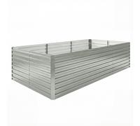 Outsunny Jardinera exterior, jardinera elevada galvanizada borde de seguridad y fondo abierto 240 x 120 x 60 cm gris plateado Aosom España