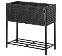 Outsunny Jardinera Exterior para Huerto Urbano Mesa de Cultivo Rectangular para Balcón Alta con Estante Gris y Negro Black 70x30x70cm