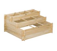 Outsunny Jardineras Exterior de Madera 3 Niveles Multinivel para Balcón Jardín con Tela Geotextil para Cultivos Flores 117x100x54 cm Aosom España
