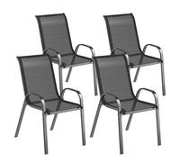 Outsunny Juego 4 Sillas Jardín Exterior Apilables 54x71x93 cm Negro