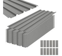 Outsunny - Juego de 12 paneles de acero galvanizado resistente a la intemperie, color gris claro, opaco. Un cartel de 129 cm de largo x 45 cm de ancho Gris