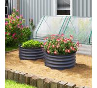 Outsunny Juego de 2 camas elevadas de acero, cama para plantas, marco frío, caja de flores para jardín