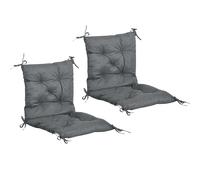 Outsunny Juego de 2 cojines para silla de exterior, cojín para silla con sujetadores, cojines de jardín para terraza o balcón, 98x50x8 cm, Gris