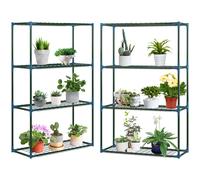 Outsunny Juego de 2 Estantes para Plantas, Soporte para Plantas con 4 Niveles, Soporte para Flores, Estante para Flores para Balcón, Jardín, Invernadero, Acero, Verde, 70 x 27 x 110 cm Green 70l x 27w