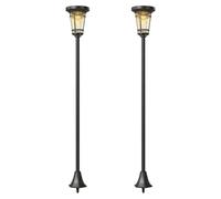 Outsunny, juego de 2 faroles solares, lámpara de pie, altura ajustable, 180 cm, para jardín