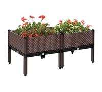 Outsunny Juego de 2 Jardineras de Exterior Elevadas 50x50x46,5 cm Marrón