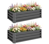 Outsunny Juego de 2 Jardineras Exterior Grandes 110x50x30 cm Gris