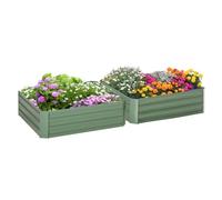 Outsunny Set de 2 Arriates de Jardín de Acero Huerto Urbano Jardinera Macetero Cuadrado para Cultivos Plantas Flores Patio Exterior 100x100x30 cm Verde
