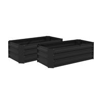 Outsunny Juego de 2 Jardineras Exterior Grandes de Acero Galvanizado Huertos Urbanos para Terraza Jardín 100x50x30 cm Negro