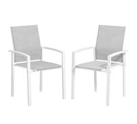 Outsunny Juego de 2 Sillas de Jardín Exterior Sillas Terraza Exterior Apilables Sillones de Comedor con Tela Transpirable Marco de Acero Reposabrazos y Respaldo 56x58x89 cm Gris Claro Light gray 56x58