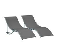 Outsunny Juego de 2 Tumbonas Plegables Tumbonas de Jardín con Marco de Aluminio en Forma de S Carga de 120 kg para Piscina Patio Terraza 165x61x63 cm