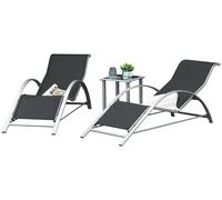 Outsunny, juego de 3 sillas de jardín con mesa, conjunto de asientos para jardín, diseño de malla, color plateado