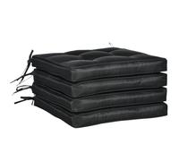 Outsunny Juego de 4 Cojín de Jardín con Corbatas 42x42 cm Negro | Cojín de repuesto, para silla de comedor exterior