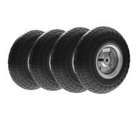 Outsunny Juego de 4 Ruedas para Carretilla Ø255 x 75 mm Eje de 16 mm Negro | Neumáticos de Goma, Ruedas de Repuesto, Carga 80 kg, para Carros de Mano y Carritos de Jardín