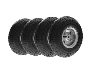 Outsunny Juego de 4 Ruedas para Carretilla Neumáticos de Goma Ø255 x 75 mm Negro Negro
