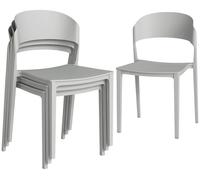 Outsunny: Juego de 4 sillas apilables para exteriores, ideales para comedor de jardín, patio o terraza, color gris claro
