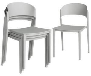 Outsunny: Juego de 4 sillas apilables para exteriores, ideales para comedor de jardín, patio o terraza, color gris claro