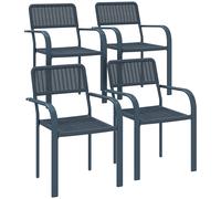 Outsunny Juego de 4 Sillas de Jardín Exterior Apilables, Sillas de Comedor Exterior Efecto Ratán, con Reposabrazos, Marco de Acero, Resistente a la Intemperie y Ligero, 55x60x83 cm, Gris Oscuro Gray