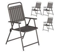 Outsunny Juego de 4 Sillas de Jardín Exterior Plegables, Sillas Terraza Exterior con Reposabrazos, Respaldo y Asiento de PP, Marco Metálico, 55x63x93 cm Caqui oscuro