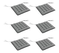 Outsunny Juego de 6 Cojines para Sillas de Comedor, 40x40 cm, 6 Piezas, Cojines para Sillas de Jardín Acolchados con Cintas y Fundas Extraíbles, Gris Oscuro