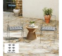 Outsunny Juego de 6 Cojines para Sillas de Comedor, 40x40 cm, 6 Piezas, Cojines para Sillas de Jardín Acolchados con Cintas y Fundas Extraíbles, Caqui