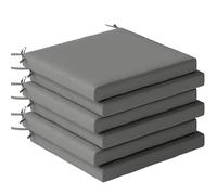 Outsunny Juego de Cojines para Sillas de Comedor, 46x42x7 cm, 6 Piezas, Cojines para Sillas de Jardín con Funda Lavable y Lazos, Impermeable y Anti-UV, Gris Oscuro