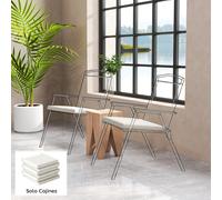 Outsunny Juego de cojines para sillas 46x42x7 cm 6 uds funda lavable anti-UV impermeable gris oscuro