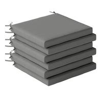 Outsunny Juego de Cojines para Sillas de Comedor 46x42x7 cm 6 Piezas con Funda Lavable y Lazos Impermeable Anti-UV Gris Oscuro