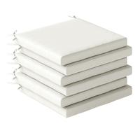 Outsunny Juego de Cojines para Sillas de Comedor 46x42x7 cm 6 Piezas con Funda Lavable y Lazos, Impermeable y Anti-UV Crema
