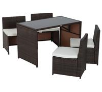 Outsunny, juego de jardín de ratán sintético de 5 piezas, comedor de exterior, juego de jardín en color marrón y caqui