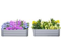 Outsunny, juego de jardineras elevadas, 2 unidades. Jardineras de acero para jardín, macetas para flores, color gris