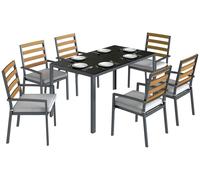 Outsunny, juego de mesa para jardín de 7 piezas, mesa y sillas para 6 personas, color negro