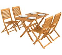 Outsunny, juego de mesa para picnic de 5 piezas, mesa plegable para exteriores y 4 sillas, muebles de jardín de madera de acacia
