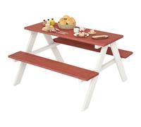 Outsunny Mesa de picnic infantil con 2 bancos de madera 3-8 años 89x79x50 cm Marrón