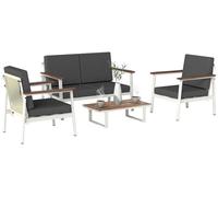 Outsunny: Juego de muebles de jardín, que incluye un sofá, dos sillones, un banco y una mesa auxiliar de madera
