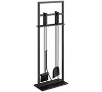 Outsunny Juego de Utensilios para Chimenea de 5 Piezas de Metal con Cepillo Pala Atizador Pinzas y Soporte Negro Aosom España
