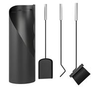 Outsunny juego utensilios chimenea de 4 piezas, juego de accesorios para chimenea de metal con escoba, pala, atizador y cubo, 20x20x65 cm, negro y plateado 65 cm